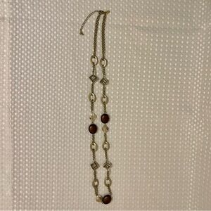 LIA SOPHIA Looking Glass Necklace Vtg Gold Toned Lucite Cubes Mother Pearl #641